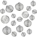 Spiral Bead Cages Pendants,30 Pcs Silver Plated Spiral Bead Cages Pendants,Silver Plated Necklace Cage Pendants,Silver Plated Stone Holder Necklace Cage Pendants Findings for Jewelry Making,3Size