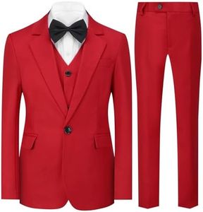 SWOTGdoby Boys Suits 3 Piece Tuxedo Slim Fit Suit Jacket Blazer Vest Pants Formal Dresswear Ring Bearer Outfit