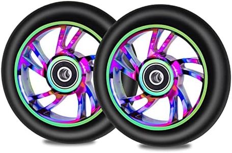 NONMON Ruedas de Patinete Scooter 100 mm, 2 Piezas PU Ruedas de Repuesto con Rodamientos ABEC 9 para Stunt Scooter Freestyle Profesionales Clásicos Patinete de Acrobacias Trucos, Unisex Adulto