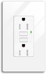 GREENCYCLE 1PK 20 Amp GFCI Outlet, Weather Resistant with LED Indicator, Decorative Wall Plates, Screws Included, Residential and Commercial Grade, ETL Certified, Glossy White