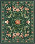 Morebes Green Floral Washable Area Rugs 8x10, Boho Classroom Rug Non Slip, Soft Ultra-Thin Distressed Flower Birds Pattern Throw Carpet for Farmhouse Living Dining Room Bedroom Office