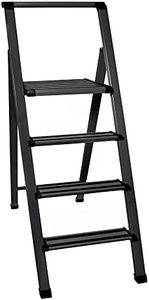 Step Ladder 4 Step Folding, Decorative - Modern Beautiful Grey Aluminum, Ultra Slim Profile, Anti Slip Steps, Sturdy-Portable for Home, Office, Kitchen, Photography Use,by SORFEY