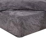 Brentfords Teddy Fleece Fitted Bed Sheet Plain Thermal Warm Soft Luxury Bedding, Charcoal Grey - Single