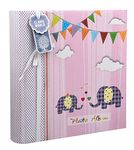 Arpan Large Baby Girl Pink Memo Slip In Photo Album 200 6x4'' Photos - Elephant Kids