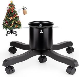 GuuG Live Christmas Tree Stand : Real Christmas Tree Stand Base With Wheels Movable Adjustable up to 6.5ft Hold 0.53gal Water Reservoir Goodjob Black