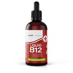 Liquid Vitamin B12 Drops 3000mcg High Strength 100ml (Large) Sublingual Methylcobalamin + Adenosylcobalamin - Boosts Energy Brain Function - Yoga Nutrition