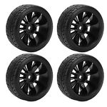 Alomejor 4PCS 1/10 Drift Car Tires Hard Tyre for Tamiya TT02 On Road Drifting Car RC Rubber Tires and Wheels Set Black