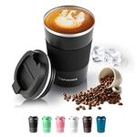 GIFUBOWA 13 Oz Stainless Steel Vacuum Insulated Tumbler Coffee Travel Mug with Lid Black