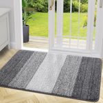 Grandaily Indoor Doormat, 20" x 32" Non-Slip Mud Trapper Absorbent Front Door Mats, Washable Striped Inside Entryway Mat, Low-Profile Welcome Mat Entrance Mat, Grey