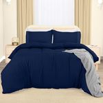 Utopia Bedding Double Duvet Cover Set - Duvet Cover Double with Embroidered Pillowcases - Soft Microfibre Polyester Bedding (Navy)