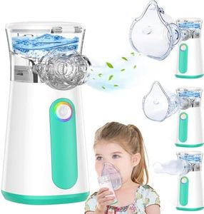 CAZOS Portable Nebulizer Machine for Kids Adults - Rechargeable Handheld Nebuliser Machine Silent Efficient for Home Travel Use, B.green