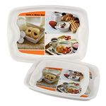 Kuber Industries Printed Unbreakable Virgin Plastic 3 Pieces Office and Home Tea Or Coffee or Snacks Trey, Serving Trays Set (White) - CTLTC044481