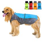 Zunea Waterproof Dog Raincoats for Medium Large Dogs Lightweight Reflective Jacket Safty Coat Windproof Mesh Lined Vest Clothes Outdoor Hunting Hiking Apparel for Wet Days Blue 4XL