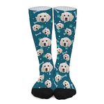 Personalised Printed Pet Socks Cute Dog Cat, Cat and Dog Tracks Paws Bones Crew Socks with Picture for Men Women, Create Your Own Photo Socks, Dog Lover Gifts