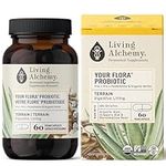 Gut Health Supplement - Your Flora Probiotic Terrain with Fermented Soybean, Aloe Vera, Prebiotics, Digestive Enzyme, Probiotics for Men & Women - Vegan, Non-GMO - Living Alchemy, 60 Pcs