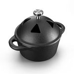 Bazaar LM-ents Garlic Roaster Baker, Cast Iron Dutch Oven Pre-Seasoned, Mini Cocotte, 1 Cup Capacity, Black, Ramekin with Lid, for BBQ Grill or Oven, by (Dome Lid)