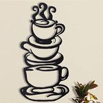 Coffee Cup Metal Wall Art, Farmhouse Kitchen Restaurant Decor Coffee Bar Sign, Black