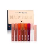 EnMart 8 Pcs Matte Liquid Lipstick Set, Beauty Glazed Lip Gloss, Lip Balm Makeup Kit, Long-Lasting Lip Oil, Waterproof Lipstick, Nude Lip Satin Tint Lip Cosmetics Sets for Women, Liquid Matte Lipstick