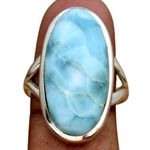 Genuine Larimar Ring, 925 Sterling Silver Ring, Handmade Ring, Oval Gemstone Ring, Anniversary Ring, Gift For Her, Handmade Jewelry, Bohemian Ring, Dominican Caribbean Larimar Ring, Valentine DAy Gift