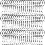 MORE BUY 100 Pack Key Ring with Chain and Open Jump,1 inch Split Round Keychain Rings Bulk for Craft Making Jewelry Ring 1 inch 25mm (Pack of 100)