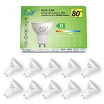 GY GU10 LED Bulb 4.9W 790lm Cool White 6500K Energy Saving LED Bulb, The New UK Energy Efficiency Class B Replaces 80W Halogen, 120°Beam Angle Non-Dimmable, 10 Pack