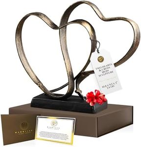 UTOPISH Wedding Anniversary Couples Gift - Two Hearts and Cross Iron Sculpture, Heart Decoration Gift for Her and Him, 1st to 50th or 60th Anniversary, Includes Gift Box and Poem Card