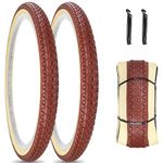 SIMEIQI 1 or 2 Pack 26x2.125 Beach Cruiser Bike Tires and Tubes Brown Cream Wall (2 Tires 2 Levers, 26x2.125)