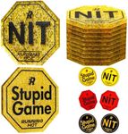 RUNNING HOT 10 Pcs Nit Button Set for Texas Hold'em & Omaha Poker Chips Set for The Stand-Up Game Stupid Game Poker Accessories Texas Holdem Poker Set (Octagon Gold)