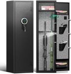 2-3 Rifle Safe, Biometric Gun Safe for Rifles and Pitols, Quick Access Gun Cabinet for Rifles and Pistols with Fingerprint Lock & Backlit Keypad, Rifle Safe with Adjustable Gun Rack & Removable Shelf