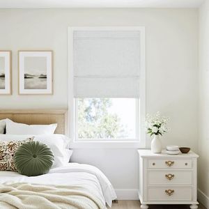RYB HOME 100% Blackout Roman Shades for Windows, Linen Fabric Magnetic Cordless Shades No Drill Easy to Install, Thermal Insulated Roman Blinds for Bedroom/Living Room Window, White, W30xH64, 1 Panel