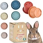 Evergreen Pet Supplies 8 PC Stacking Cups for Rabbits- Wheat Straw Toys with Cute Animal Designs - Bunny Stacking Cups to Play with Rabbits - Nesting Toys to Keep Busy-Graduated Sized Stackable Toys