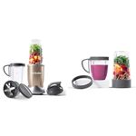 NutriBullet NBLP9 900W Blender Champagne Multi-Function Cold Beverage Smoothie Maker- 2 Cup Sizes and Stay Fresh Lid + NutriBullet Deluxe Upgrade Kit (As Seen on High Street TV), Packaging may vary