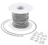 Crafts Haveli Jewellery Making Metal Link Extender Chain for Craft and DIY Making Purpose Silver Color (10 Meter, 1MM) & 50 S Hook Clasp