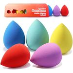 BEAKEY 5 Pcs Makeup Sponge Set, Foundation Blending Beauty Sponge, Boun Boun Sponges Flawless for Liquid Creams and Powders, Multi Color Makeup Sponges