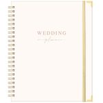 Wedding Planner - Wedding Planner Book and Organizer for the Bride with 5 Tabbed Sections, 9" x 11.9", Hardcover with Metal Corner + 5 Inner Pockets + Sticker + Elastic Closure Band - Beige