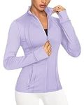 AVGO Womens Running Jacket Full Zip Lightweight Athletic Jacket Slim Fit Yoga Workout Jacket with Pockets Thumbholes(#3 Lavender Purple,Medium)