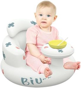 Mineup Baby Inflatable Seat for Babies 3-36 Months, Built in Air Pump Infant Back Support Sofa, Baby Support Seat Summer Toddler Chair for Sitting Up, Baby Shower Chair Floor Seater (Strawberry)