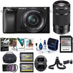 Sony Alpha a6100 APS-C Mirrorless Camera Bundle with 16-50mm and 55-210mm Lenses, Corel Software Suite and Accessories (8 Items)