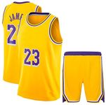 Fan Kitbag James Jersey Kids Basketball Jersey Shorts Youth Set Home/Away (8-10 Years, Yellow Jersey)