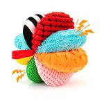 teytoy 8-in-1 Texture Sensory Balls for Infant,Rainbow Fabric Baby Ball Toy for Sensory Development,Montessori Toys for Babies 6-12 months,8 Different Sensory Activity with Crinkle Rattle Squeakers