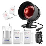 KERUI Wireless Security Burglar Door Alarm System Kit for Garage Shed House Hotel Shop Apartment, Weatherproof Siren Horn with Remote Control Door Contact Sensor,Motion Sensor,Loud Up to 115db