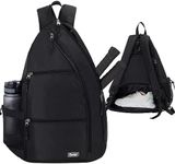 Sucipi Pickleball Bag - Men's & Women's Pickleball Backpack, Adjustable Sling Bag w/Fence Hook/Large Capacity/Safety Pocket with Shoes Compartment(Black)