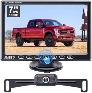 Wireless Backup Camera for Truck Car : 7-Inch Touch Key Monitor Plug and Play No Delay No Dropped Frames Clear Brightness Rear View Camera 2 Channel Reverse Camera DIY Parking Lines AMTIFO A19