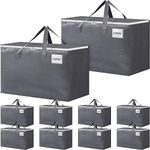 BlissTotes Large Moving Boxes with Zippers & Handles Moving Supplies with lids, Heavy Duty Totes for Storage Bags for Space Saving, Fold Flat, Moving and Storing 125L, 10 Pack