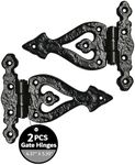 Akatva T Hinge Set - 2 Piece Gate Hinges for Wooden Fences Heavy Duty - Barn Hinges for Doors - Black Hinges – Hinges for Shed Door - Door Hinges Black Matte - Hinges Outdoor - Fence Strap Hinge Set