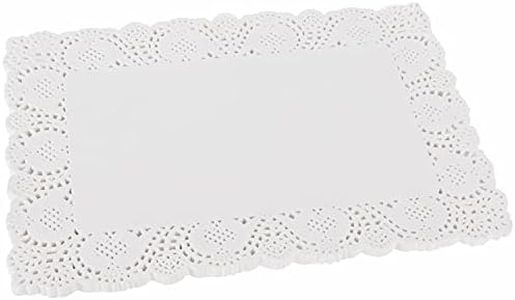 BELLE VOUS Centrini di Carta in Pizzo Rettangolari Bianchi (Set da 100) - 36,5 x 26 cm - Centrino di Carta Sotto Torta Rettangolari, Tovagliette per Decorazioni Nuziali e Confezioni
