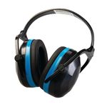 Silverline Folding Ear Defenders SNR 30dB (H=34dB M=28dB L=19dB) (633816), Blue and Black