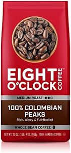 Eight O'Clock Coffee 100% Colombian Peaks, Medium Roast, Whole Bean Coffee, 20 Ounce, 100% Arabica, Kosher Certified