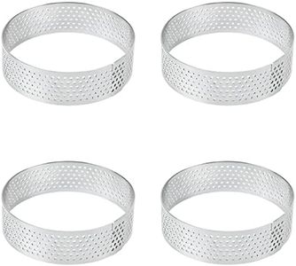 Tongke Tart Ring, 4 Pack Perforated Tart Rings for Baking, Stainless Steel Nonstick Round Cake Ring, Metal Pastry Mold for French Dessert, Small Fruit Tarte Crust, Circle Tartlet, 3 Inch Round