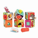 B. Toys – ABC Block Party Baby Blocks – Soft Fabric Building Blocks for Toddlers – Educational Alphabet Blocks with 6 Textured Toy Blocks & 5 Shapes – Grab & Stack Blocks – Bpa Free